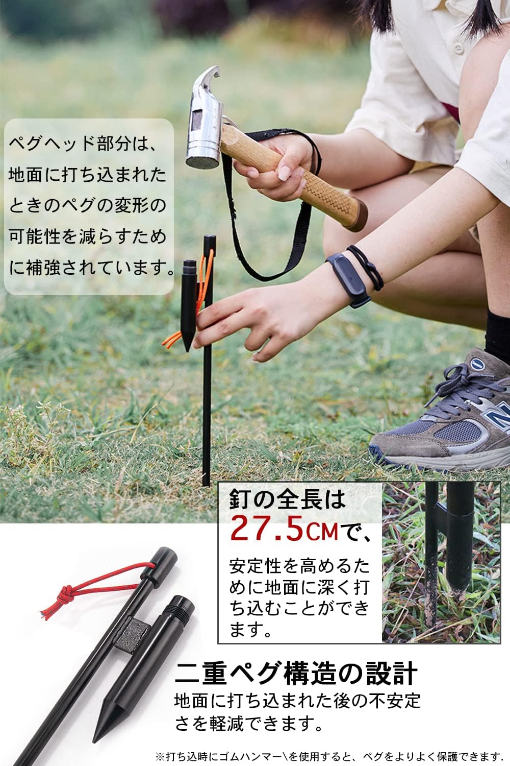 CHENGMAY ランタンスタンド 収納式ダブルハンガー 直径16mm 打ち込み 軽量 高さ調整 コンパクト キャンプ ランタンポール アウトドア用品