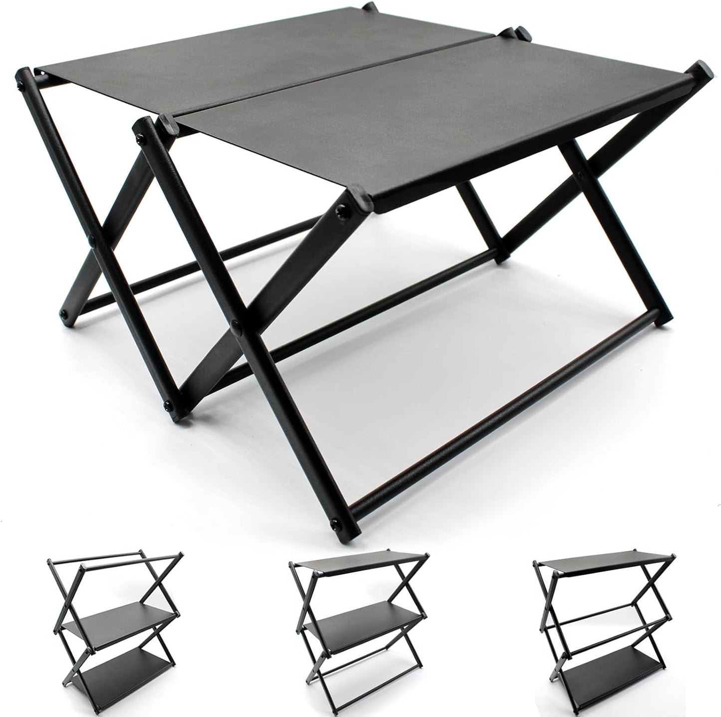 CHENGMAY キャンプ テーブル キャンプラック 2way 折り畳み アウトドア 卓上 収納ラック キャンプ ローテーブル ミニテーブル 3段 組み立て簡単 アルミ合金 小物置き 耐熱 耐荷重30kg 収納袋付き (アルミニウム-2段)